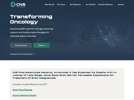 CNS Pharmaceuticals Screenshot